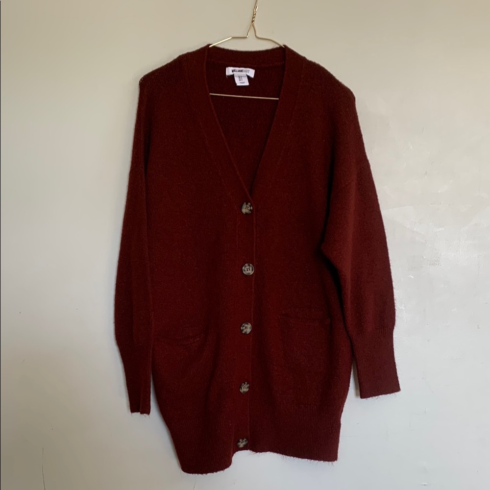 William Rast Burgundy Cardigan Sweater
